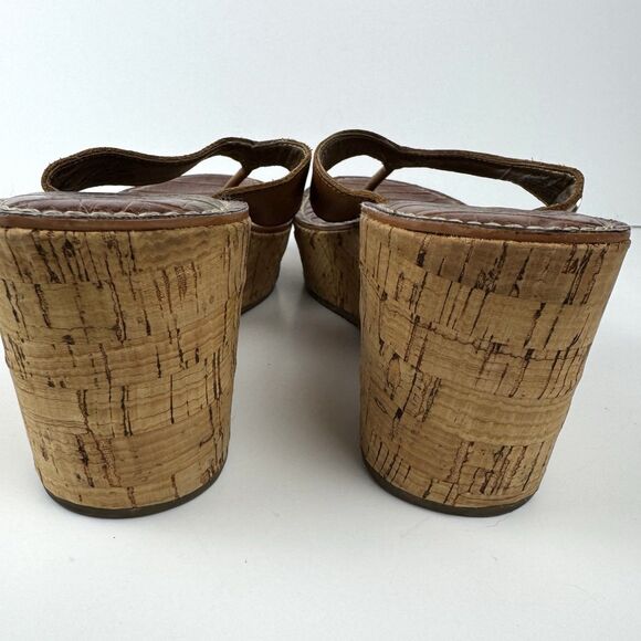 Sam Edelman Cogac Leather Platform Wedge Hippy Boho Cork Sandals, Sz. 7 - Picture 8 of 14